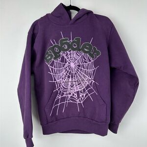 Sp5der Purple rhinestone Hoodie